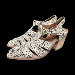 Jeffery Campbell Angora boho leopard print calf hair pointed heeled sandals